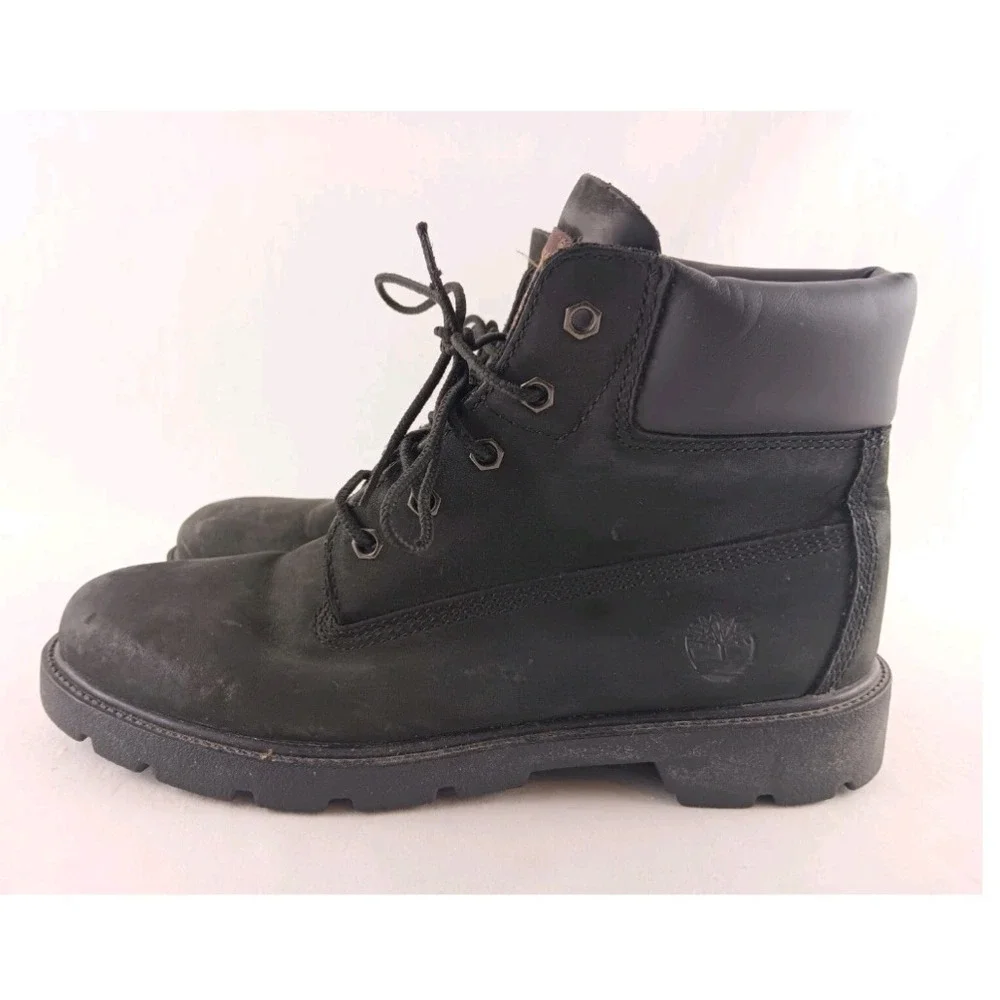 Timberland Waterproof Kids Boots 6 Inch Black Leather Size 5.5‎ Big Boy Shoes